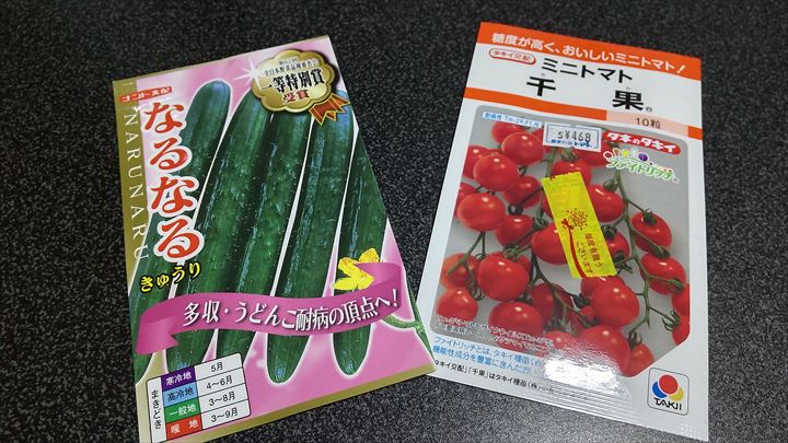 【家庭菜園】ミニトマトときゅうりの種の紹介
