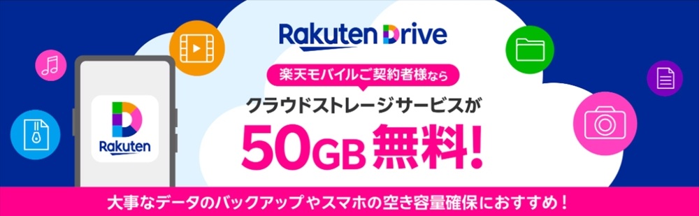 クラウドストレージが50GB無料