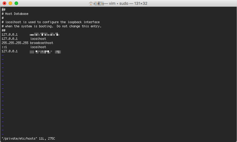 Macのhostsの変更例